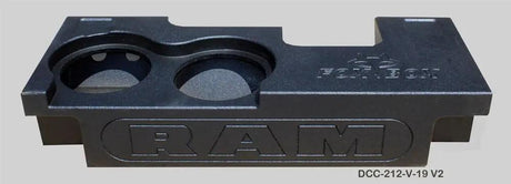 Black Fox Box enclosure with two adjacent round speaker openings and large RAM lettering on the front