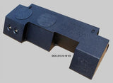 Fox Box DCC-212-V-19 V2 enclosure, underside view showing two circular clearance sections and terminal cups