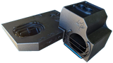Fox Box subwoofer enclosure shown from the opposite angle, with a central cup holder and barred speaker openings