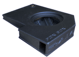 Angled FOX BOX enclosure with one speaker opening, a terminal cup and a rectangular side port