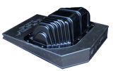 Reverse view of a FOX BOX enclosure with a ribbed magnet-clearance cover and RAM lettering