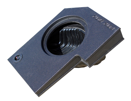 Black Fox Box enclosure with one round speaker opening and a front terminal cup