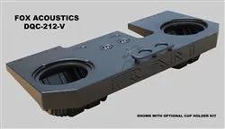 FOX BOX DQC-212-V enclosure shown with two speaker cutouts and an optional cup-holder kit