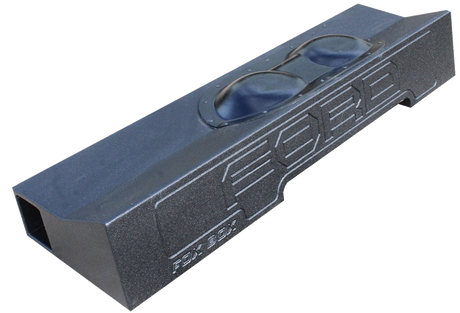 Fox Box enclosure with FORD lettering, two raised circular sections and a rectangular end port