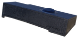 Long black subwoofer enclosure with one raised circular clearance section