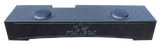 Long black Fox Box enclosure with two circular raised rear sections and a molded Fox Box logo