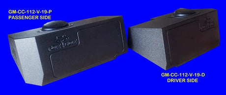 Passenger-side and driver-side FOX BOX enclosures shown side by side with their corresponding labels
