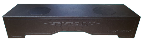 Fox Box enclosure with TITAN lettering across the front and two raised magnet-clearance caps on top