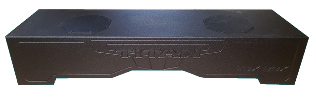 Fox Box enclosure with TITAN lettering across the front and two raised magnet-clearance caps on top