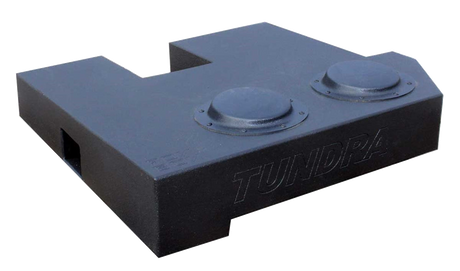 Fox Box enclosure with TUNDRA lettering, two raised circular sections and a rectangular end port