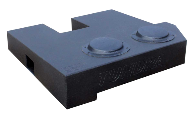 Fox Box enclosure with TUNDRA lettering, two raised circular sections and a rectangular end port