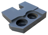 Underside view of a black subwoofer enclosure with two recessed round speaker openings
