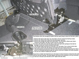 Ram subwoofer-enclosure installation guide: remove the lid or deck on the enclosure side and fit seat spacers at all four brackets to keep both seats level