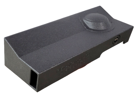 Fox Box enclosure, reverse angle showing a rectangular side port, terminal cup and raised circular section