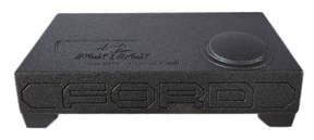 Fox Box enclosure with FORD lettering, a single raised circular section and two lower feet