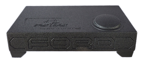 Fox Box enclosure with FORD lettering, a single raised circular section and two lower feet