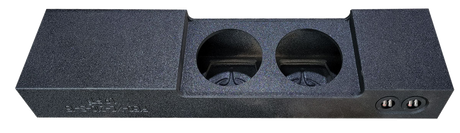 Fox Box enclosure underside showing two recessed speaker openings and two terminal cups