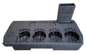 Fox Box enclosure with four barred speaker openings and a tall rectangular port extension