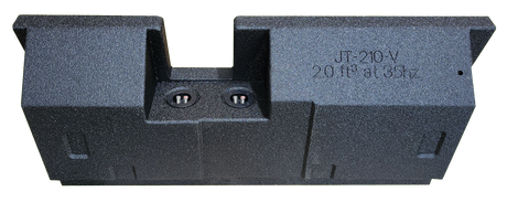 Rear view of the Fox Box JT-210-V enclosure showing two terminal cups in a central recess