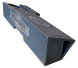 Angled view of a Fox Box FRONTIER enclosure showing its large rectangular end port
