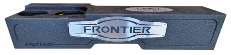 Fox Box enclosure with a silver FRONTIER nameplate and two circular openings visible on top