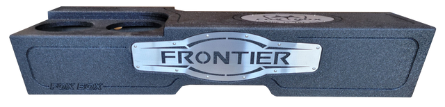 Fox Box enclosure with a silver FRONTIER nameplate and two circular openings visible on top