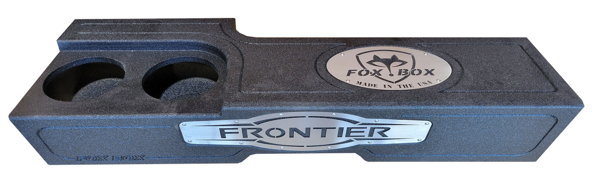 Fox Box enclosure with two speaker openings and FRONTIER lettering