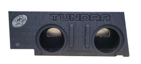 Fox Box enclosure with two speaker openings and TUNDRA lettering, front view