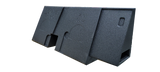 Rear view of a molded Fox Box enclosure showing recessed panels, a center notch and an end port