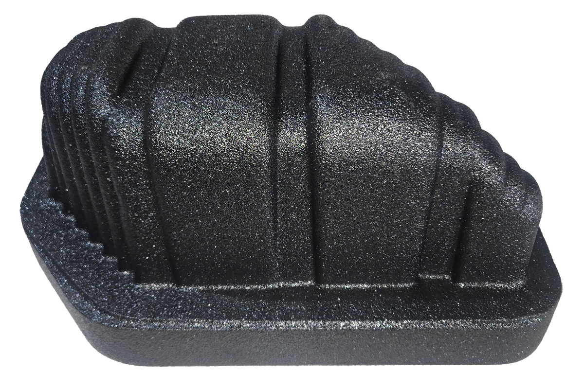 Reverse view of a single-subwoofer FOX BOX enclosure showing its ribbed molded shell