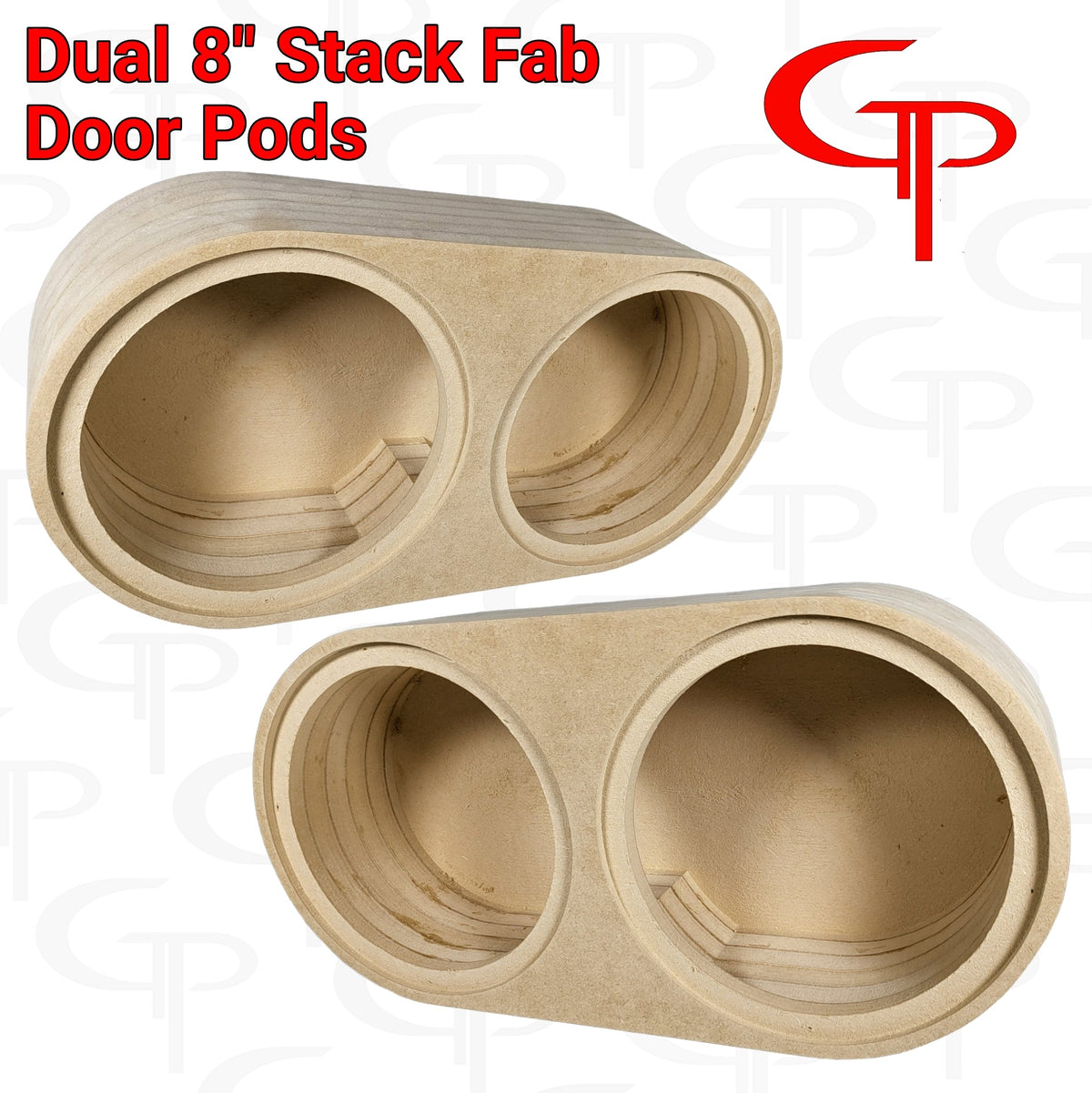 Pair of dual 8-inch Stack Fab door pods with recessed speaker openings