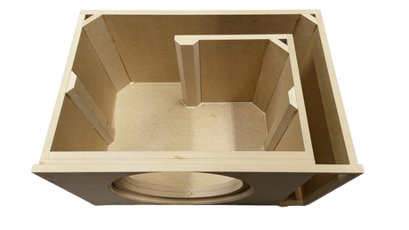 Open-top view of the Tru Spec Sundown U-15 enclosure showing internal bracing and the folded slot-port path