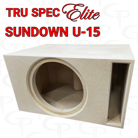 Tru Spec Elite enclosure for Sundown U-15, angled view showing the speaker opening and slot port