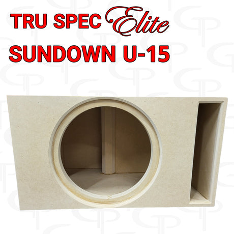 TRU SPEC Elite Sundown U-15 enclosure graphic showing a round front cutout and vertical slot port