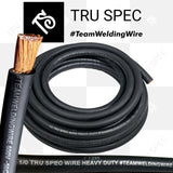 Coil of black TRU SPEC wire with an exposed conductor close-up and visible 1/0 labeling