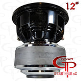 Team GP Undertaker v2 12-inch subwoofer side view showing its basket and large magnet assembly