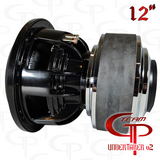 Team GP Undertaker v2 12-inch subwoofer side profile with black basket and silver magnet assembly