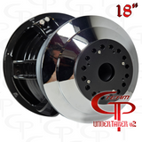 Close-up rear angle of the Team GP Undertaker v2 18-inch subwoofer motor and central vent