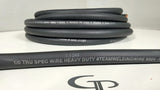 Close-up of the 1/0 TRU SPEC wire jacket markings in front of a coiled black cable