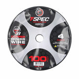 T-Spec copper power-wire spool label marked 4 AWG and 100 feet