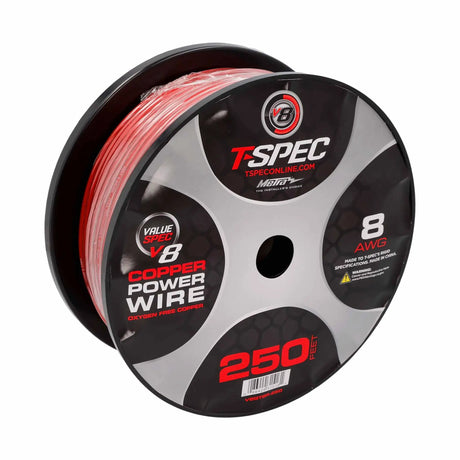 T-Spec V8GT8R-250 8 AWG OFC Power Wire - Red - 250 ft Spool