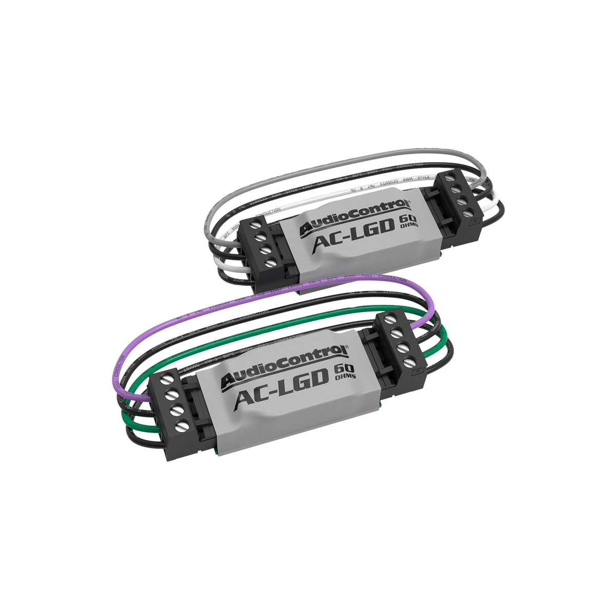Two AudioControl AC-LGD 60 audio components on a white background