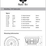 Audio Ace Audio Ace Rebellion Series 15" Subwoofer Dual 1 Ohm - Car Audio