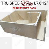 Open-top view of a TRU SPEC Elite L7X enclosure showing its internal bracing and rear port channel