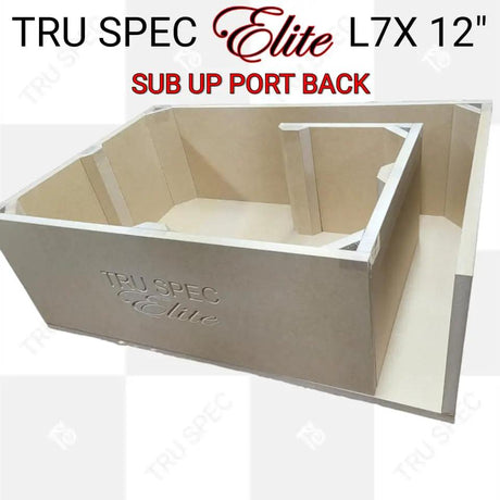 Open-top view of a TRU SPEC Elite L7X enclosure showing its internal bracing and rear port channel
