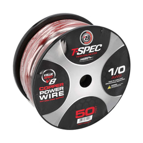 T-Spec V8GT10RD-50 1/0 AWG OFC Power Wire - Red - 50 ft Spool