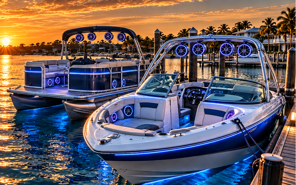 Simple marine audio systems for boats and watercraft