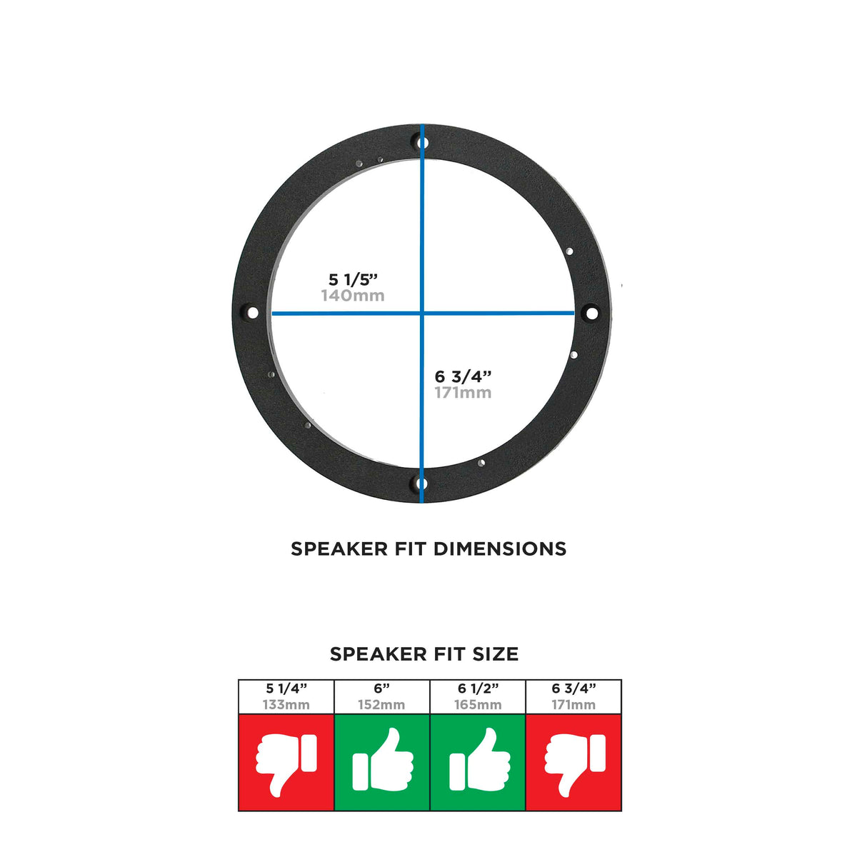 Speaker Spacer - Universal 1/2" for 6" to 6.5" Speakers — 82-4400