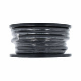 Side view of wrapped black T-Spec cable with 0 gauge and OFC markings on the jacket