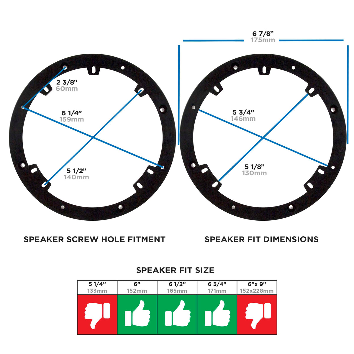 Speaker Spacer - Universal 1" for 6" to 6.75" Speakers — 82-4301